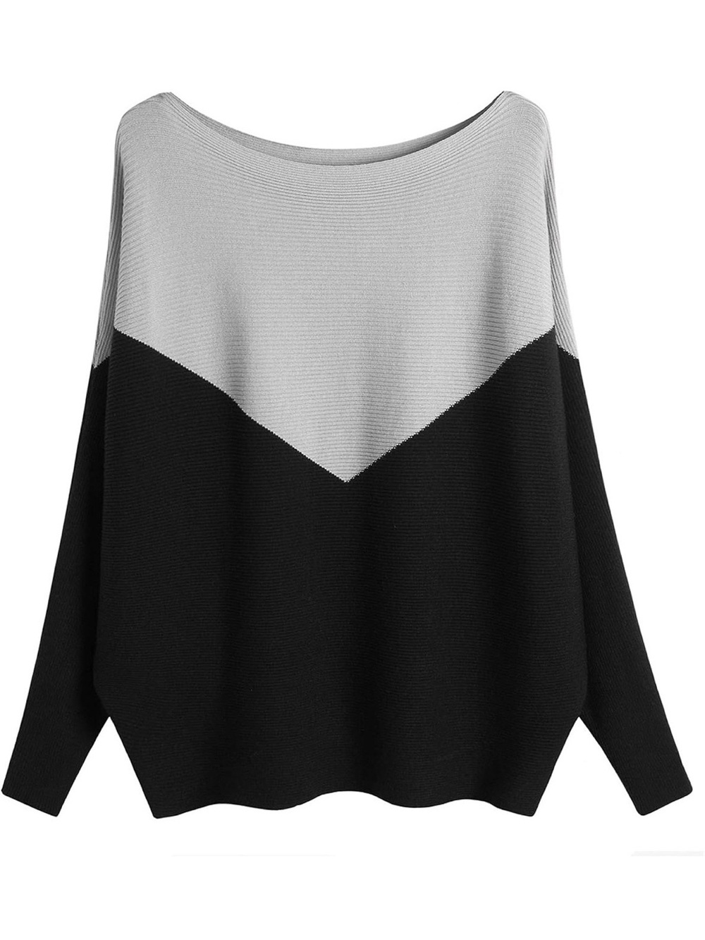 Black Cream Colorblock Dolman Sweater Batwing Sleeve Knit Top Medium